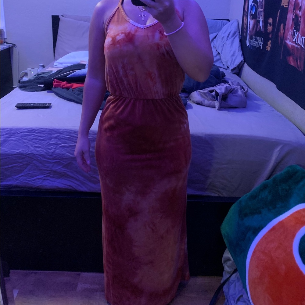 Rust color maxi dress